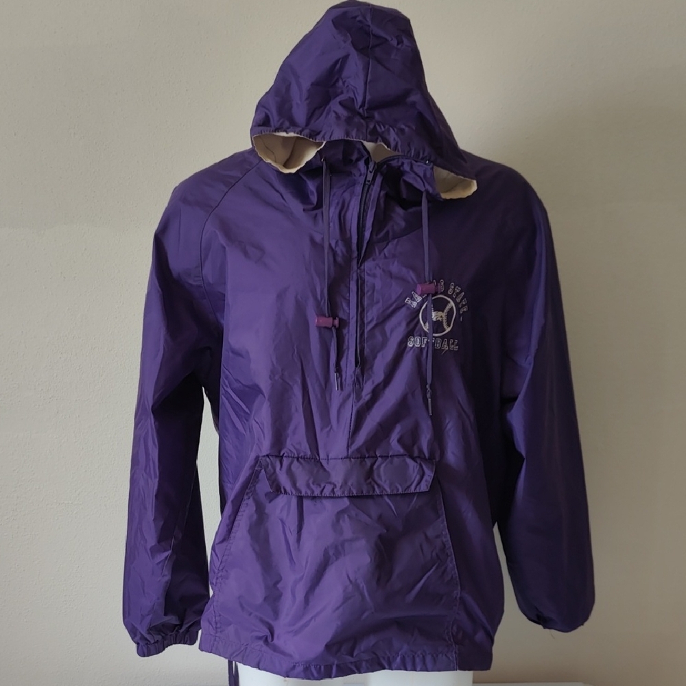 K State softball jacket pullover windbreaker sz L